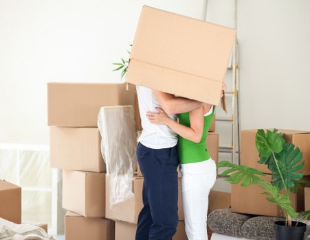 Packed boxes and luggage ready for student removals in Highbury