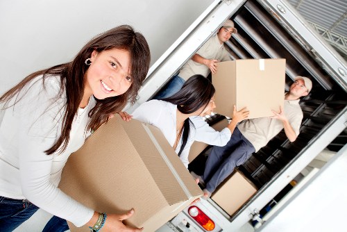 Removal van safety policy concept with organized moving equipment